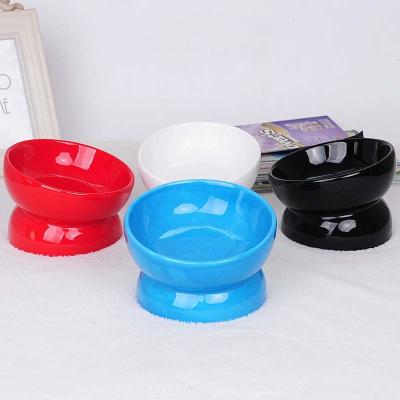 China Foot Ceramic High Oblique Color Pet Stored Ceramic Bowl To Protect Cervical Vertebra Large Dog Cat Bowl for sale