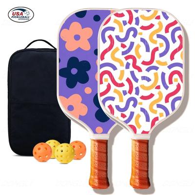 China Customizing Dongli Sports Personalized Design Pickleball Set Fiberglass PP Custom Ball Paddle Cover USAPA Pickleball Paddle Set Of 2 for sale