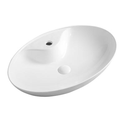 China Sanitary Ware Wash Basin Bathroom Table Top Shape Ceramic Oval Wash Basin Easy Cleaning for sale