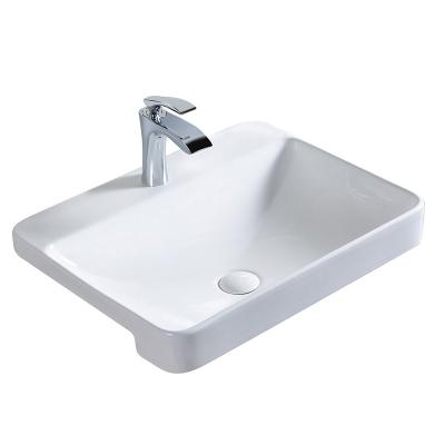 China STINGER Air To Air Solid Outdoor High Quality Bathroom Wash Basin Ceramic Toilet Rectangle Semi Recessed Basin for sale