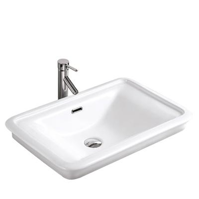 China Competitive Price Solid Outdoor Wash Basin A White Ceramic Bathroom Cabinet Basin Drop In Lavatory Sink for sale