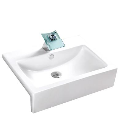 China Durable Modern Lavabo Encastrado Bathroom Sink Glossy Glazed Ceramic Counter Mounted Rectangular Wash Basin for sale