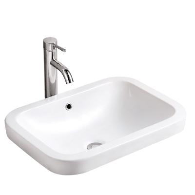 China Solid Surface Wash Basin DA Semincasso High Quality Drop In Bathroom Sink Semi Ceramic Countertop White Basin Rectangle Art Basin for sale