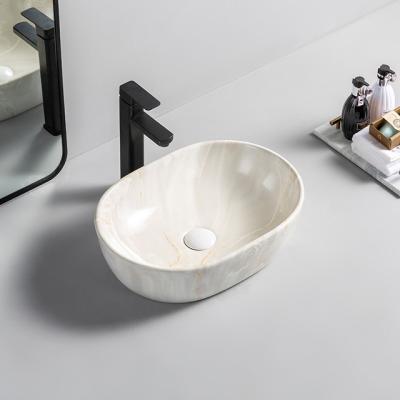 China Waschbecken Modern Custom Made Marble Glazed Ceramic Vessel Sinks Bathroom Cabinet Countertop Wash Basin Sink for sale