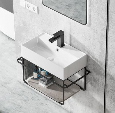 China Smooth And Even New Product Ceramic Bathroom Sink With Towel Rack Sanitary Ware Wall Hung Mounted Wash Hand Basin for sale