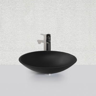 China Durable Custom Black Sanitary Tabletop Bathroom Sink Lavatory Tempered Glass Glass Logo Basin for sale