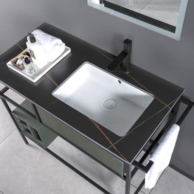 China Durable OEM ODM Floor Mounted bathroom vanity with sink sanitary ware Mirror cabinet And Towel Rack Cabinet for sale