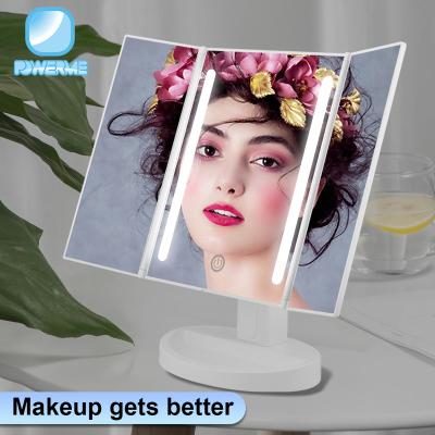 China Triple Lighted Makeup Mirror Vanity Cosmetic Led Lighted Makeup Mirror Light For Makeup for sale