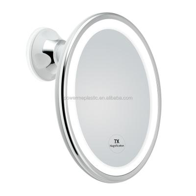 China Lighted Oval Magnification Led Lighted Bathroom Mirror Wall Mirror With Suction Cup for sale