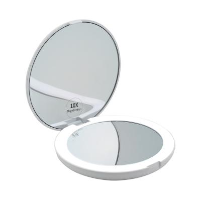 China Small LED Pocket Lighted Cosmetic Double Sided Mirror Illuminated Travel Folding Vanity Mirror With CR2032 for sale