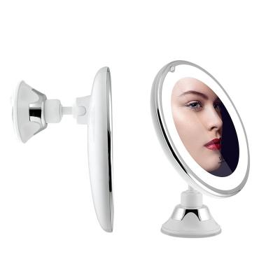 China Lighted Shower Mirror For Shaving With Led Lights And Powerful Suction Cup 10X Magnification Cosmetic Mirror for sale