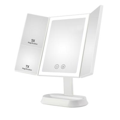 China High Quality Makeup Triple Lighted Magnifying Led Vanity Mirror for sale