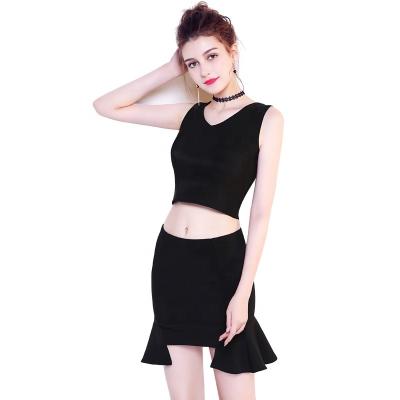 China Sexy Anti-Static Party Wear Women Fashion Collared A Line Solid Naked Belly Club Casual Dress Ladies Cocktail Evening Club Dress for sale