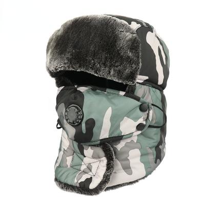 China breathable & Camouflage Bomber Hat Russia Ushanka Trapper Cap Male Waterproof Faux Fur Earflap Winter Snow Skiing Unisex Hats for sale