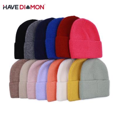 China breathable & Waterproof Knitted Hats Embroidered Plain Warm Winter Hat Unisex Sport Long Ribbed Cuff Knit Beanie for sale