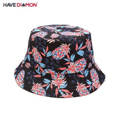 China 2022 Summer Pineapple Sun Protection Printed Bucket Hat Men Fishing Fisherman Hat Girls Bucket Covers Bucket Hat Wholesale for sale