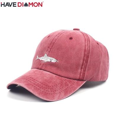 China COMMON Hot Seller Retro Animal Baseball Caps Shark Embroidery Cotton Flat Hats Baseball Cap for sale