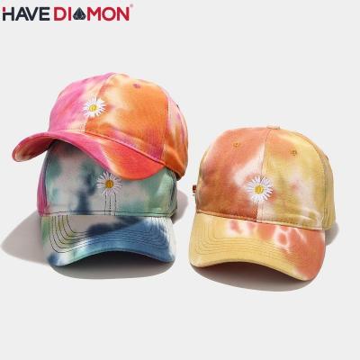 China New JOINT Soft Wet Embroidered Women's Tide-Washed Tide-Washed Baseball Cap Ladies Tie Dye Baseball Cap for sale