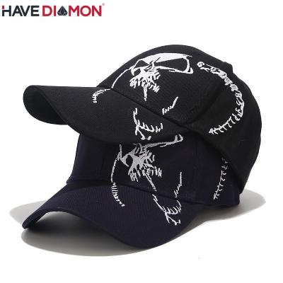 China New COMMON fashion outdoor sports hat men's and women's personality skull embroidery baseball cap for sale