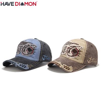 China New COMMON warm washed baseball cap for men and women the retro fashion shark personality hat for sale