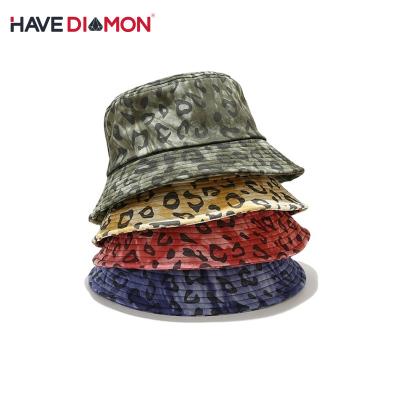 China Wholesale One Side Image Link Dye Leopard Printed Fisherman Hat New Women Summer Bucket Hat for sale