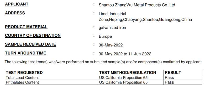 CA65/CP65 - Shantou Zhangwu Metal Products Co., Ltd.