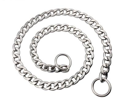 China Factory Price Stainless Steel Dog Chain Pet Stable Flat Collar 12MM Polished Welded Titanium Metal Dog Collar P Chain for sale