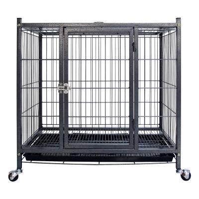 China Factory Direct Tube Heavy Duty Square Iron Dog Cage Enlarged and Thickened Medium and Large Dog Rolled Pet Dog Cage for sale