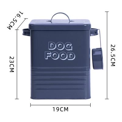 China Sustainable Manufacturer Nordic Iron Sheet Metal Pet Food Storage Bucket Sealed Cat Food Dog Food Moisture Proof Containers Ventilate Highly for sale