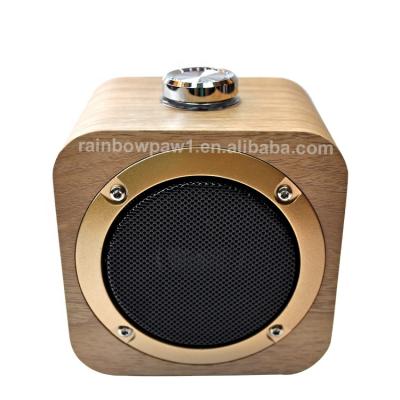 China No Charger High Quality 3w Subwoofer Small Wireless Speaker Usb Brown Khaki Mini Wooden Portable Speaker Outdoor for sale