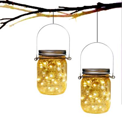 China Outdoor Waterproof Garden Holiday Hanging Light Solar Mason Jar LED Landscape Light for Garden Patio Pathway Deco for sale