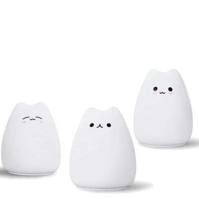 China Cat Light Colorful Child Holiday Modern Animal Creative Office Gift Bedside Silicone Sensor Touch Lamp LED Night Decorative Lamp for sale