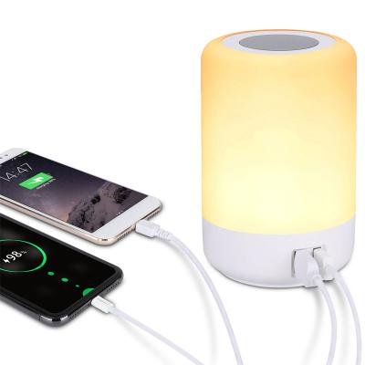 China Modern Modern Creative Touch LED Night Lights Colorful Atmosphere Table Lamp With Four USB Charging Ports for sale