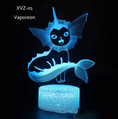 China Hot Sale Modern Anime 3D Game Customized LED Night Light Pokemon Eevee Touch Table Lamp For Bedroom Bedside Kids Gift for sale