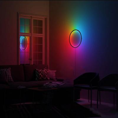 China Modern Modern LED Wall Light Living Room Circle RGB Wall Lamp With Remote Control Modern Colorful LED Wall Decorative Lights For Home for sale