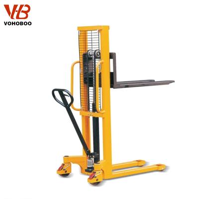 China High Efficiency 1 Ton 2 Ton Loading Capacity Mobile Hydraulic Hand Forklift Stacker Manual Lift Stacker for sale