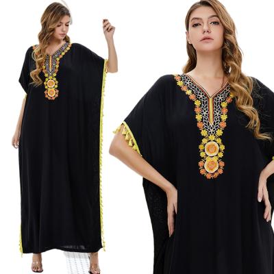 China Print Breathable Hot Selling Muslim Dress Plus Size Large Loose Edge Women Islamic Long Dress for sale