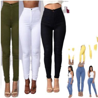 China Hot Selling Sustainable Fashion Solid Color New Leggings Slim High Waist Stretch Pencil Pants Candy Color Skinny Jeans for sale