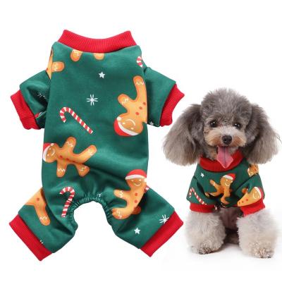 China Copy Viable Cat Pajama Christmas Gingerbread Man Dog 4 Leg Pants for sale