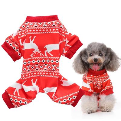 China Sustainable Christmas Fleece Reindeer Pattern Soft Dog Pajamas Jumpsuit for sale