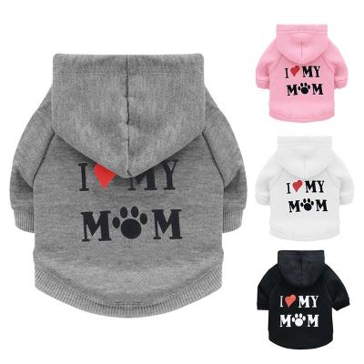 China Stocked I Love MY Mom Pet Wholesale Clothes Dog Hoodies 12 Colors Available for sale