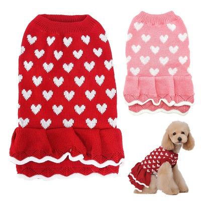 China Red Stocked Happy New Year Hearts Pet Sweater XXL Dog Dress for sale