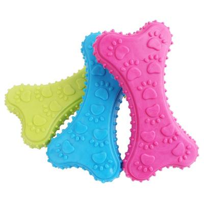 China Durable Eco Friendly Sustainable Pet TPR Rubber Bone Shaped Dog Chew Toy for sale