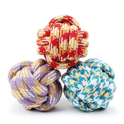 China High Quality Cotton Viable Colorful Rope Large Dog Chewing Balls Knitting Toy for sale