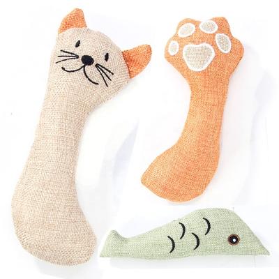 China Durable Durable Canvas Fabric Catnip Cat Fish Paw Toy Pet Pillow Toy for sale