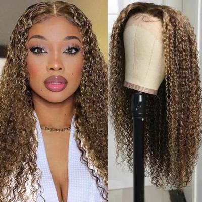 China Blonde Virgin Hair Wigs Ombre Color 100% Body Wave Highlight Wigs 13x4 Lace Front Wigs For Black Women for sale