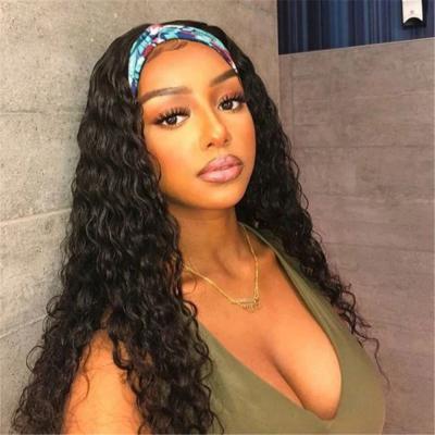 China Brazilian Wigs Wholesaler Water Wave Headband Glueless Machine Made No Lace Remy Human Hair Wigs For Women Color With 150% Density for sale