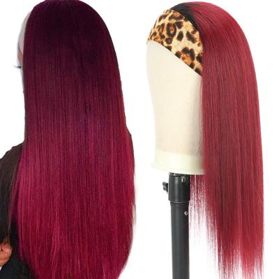 China Wholesale Cheap Brazilian Remy Human Hair Wigs For Color Women Glueless Silky Straight Wave Headband Wig Machine Made No Lace Wigs With 150% Densi for sale