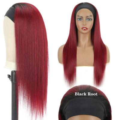 China Wholesale Cheap Brazilian Remy Human Hair Wigs For Color Women Glueless Silky Straight Wave Headband Wig Machine Made No Lace Wigs With 150% Densi for sale