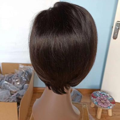 China Short Wave Human Hair Pixie Cut Wigs Bob Silky Straight Wig T Piece Lace Front Wigs For Black Women for sale